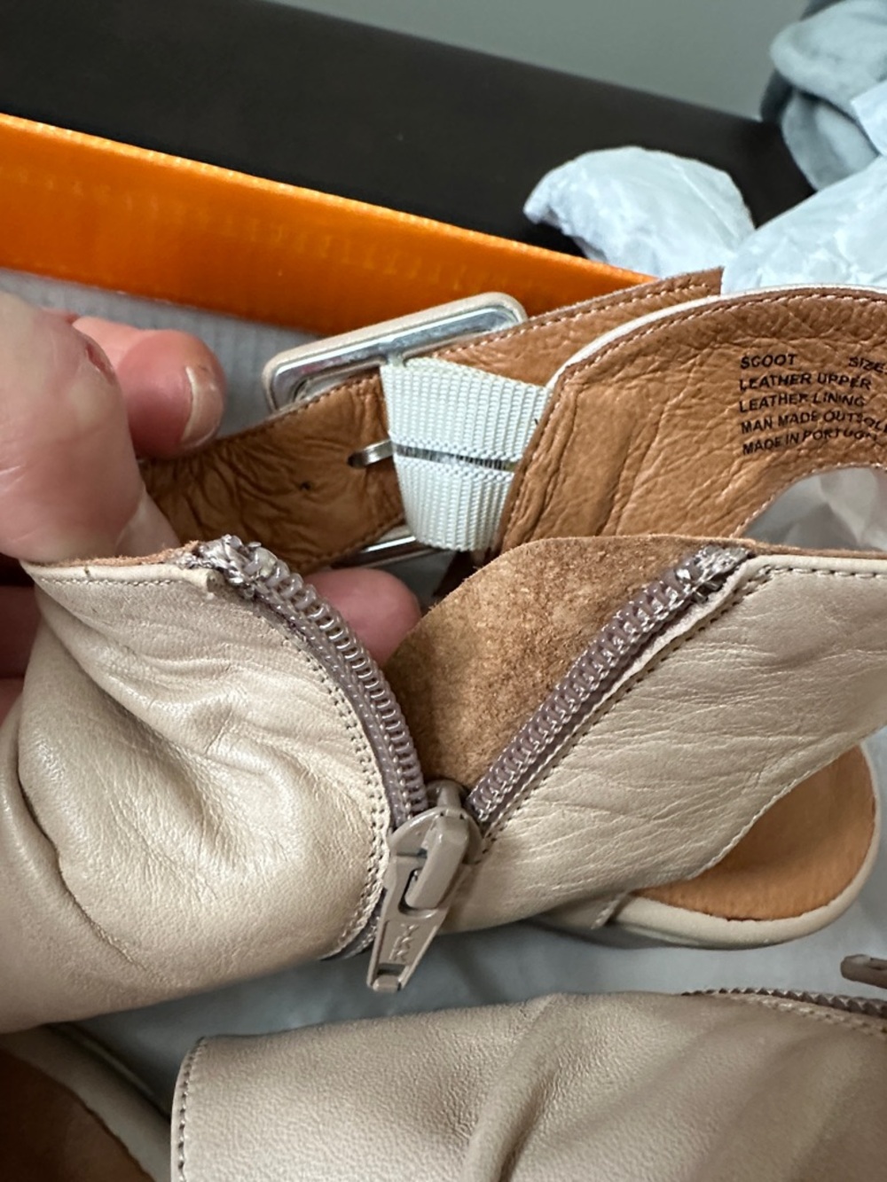 Sz 38(7.5)⭐️NWT Miz Mooz Cream Scoot Leather Dress Sandals. Never Worn! - Picture 8 of 9